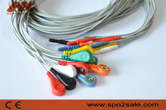 10 Leadwire médico de Holter ECG do ruído 1,5 do cabo de Ecg da ligação para o registrador de Holer