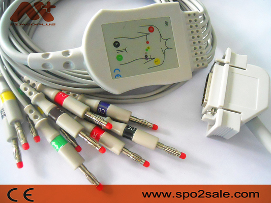 Hellige compatível Direto-conecta o cabo do ECG para Cardiosys, EK36, EK403, EK41, EK413, EK43, EK512, EK53