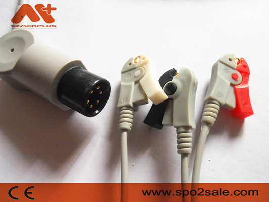 Grampo do cabo TPU AHA de Ecg da ligação do Pin 3 dos cabos e dos Leadwires 6 de Szmedplus AAMI ECG