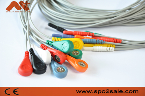 10 Leadwire médico de Holter ECG do ruído 1,5 do cabo de Ecg da ligação para o registrador de Holer