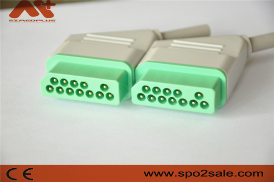 Conector de ECG para monitor do paciente Nihon Kohden, verde, adaptador de nylon, 12 pines