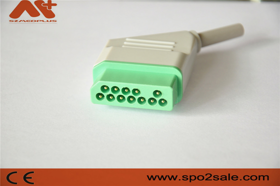 Conector de ECG para monitor do paciente Nihon Kohden, verde, adaptador de nylon, 12 pines
