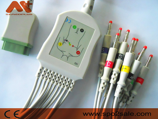 Cabo do ECG da ligação de GE Marquette Compatible 10 para o Catedral-laboratório, traço, Eagle, Mac Lab, módulo de PDM, SOLAR