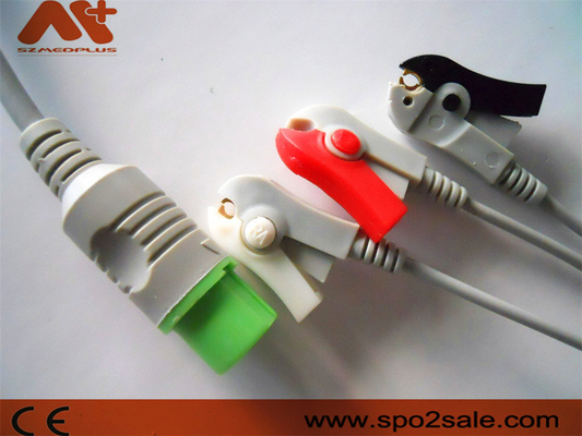 O grampo compatível de 3 ligações de Fukuda Denshi Direto-conecta o cabo de ECG para Dynascope DS-5100, DS-5100E, DS-5300W, DS-5400, DS-7001