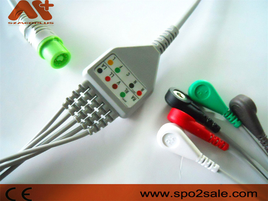 A pressão compatível de 5 ligações de Fukuda Denshi Direto-conecta o cabo de ECG para Dynascope DS-5100, DS-5100E, DS-5300W, DS-5400, DS-7001