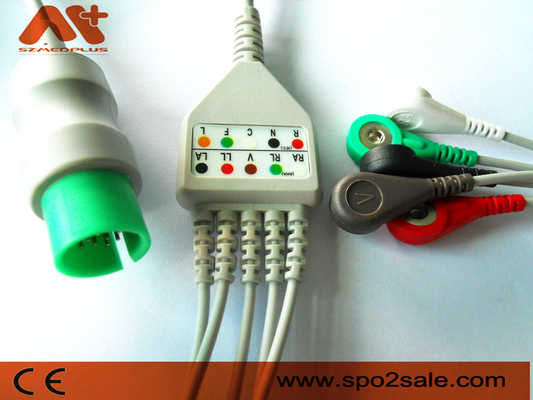 A pressão compatível de 5 ligações de Spacelabs Direto-conecta o cabo de ECG - CB-72596R