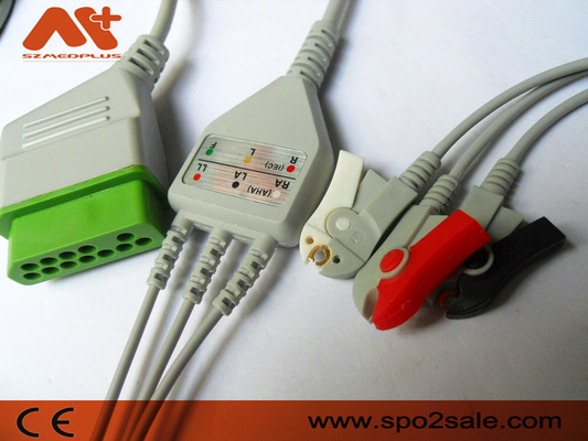 12 cabo Ecg Nihon Kohden do grampo da ligação de Pin Patient Monitor Cables 3