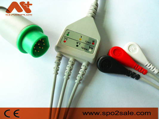10 pressão da ligação do cabo 3 de Pin Siemens ECG