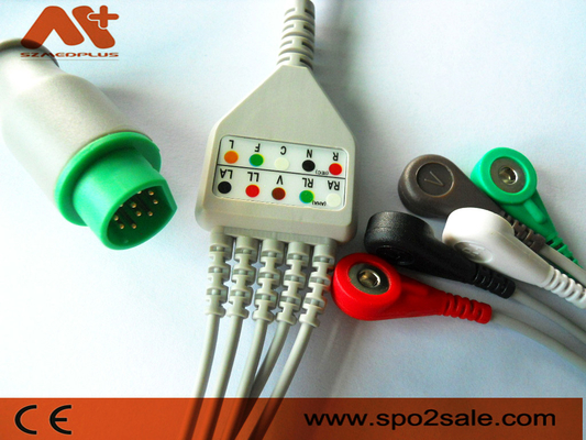 A pressão da ligação de Siemens 10 Pin Compatible 5 Direto-conecta o cabo de ECG