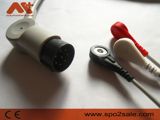 Nihon Kohden OEC-6102A, OEC-6105A, OEC-6120A, OEC-6120J, pressão compatível de 3 ligações de OEC-6120K Direto-conecta o cabo de ECG