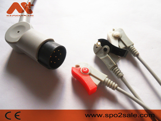 Nihon Kohden OEC-6102A, OEC-6105A, OEC-6120A, OEC-6120J, grampo 3Lead compatível de OEC-6120K Direto-conecta o cabo de ECG